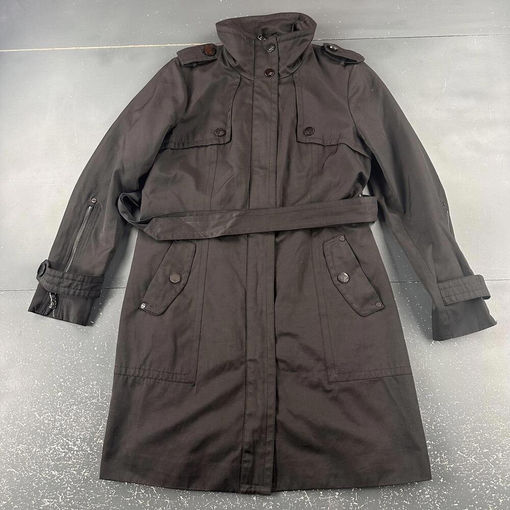 Kenneth Cole Trench Coat Women XL Black Lightweight Business Casual Demure Class